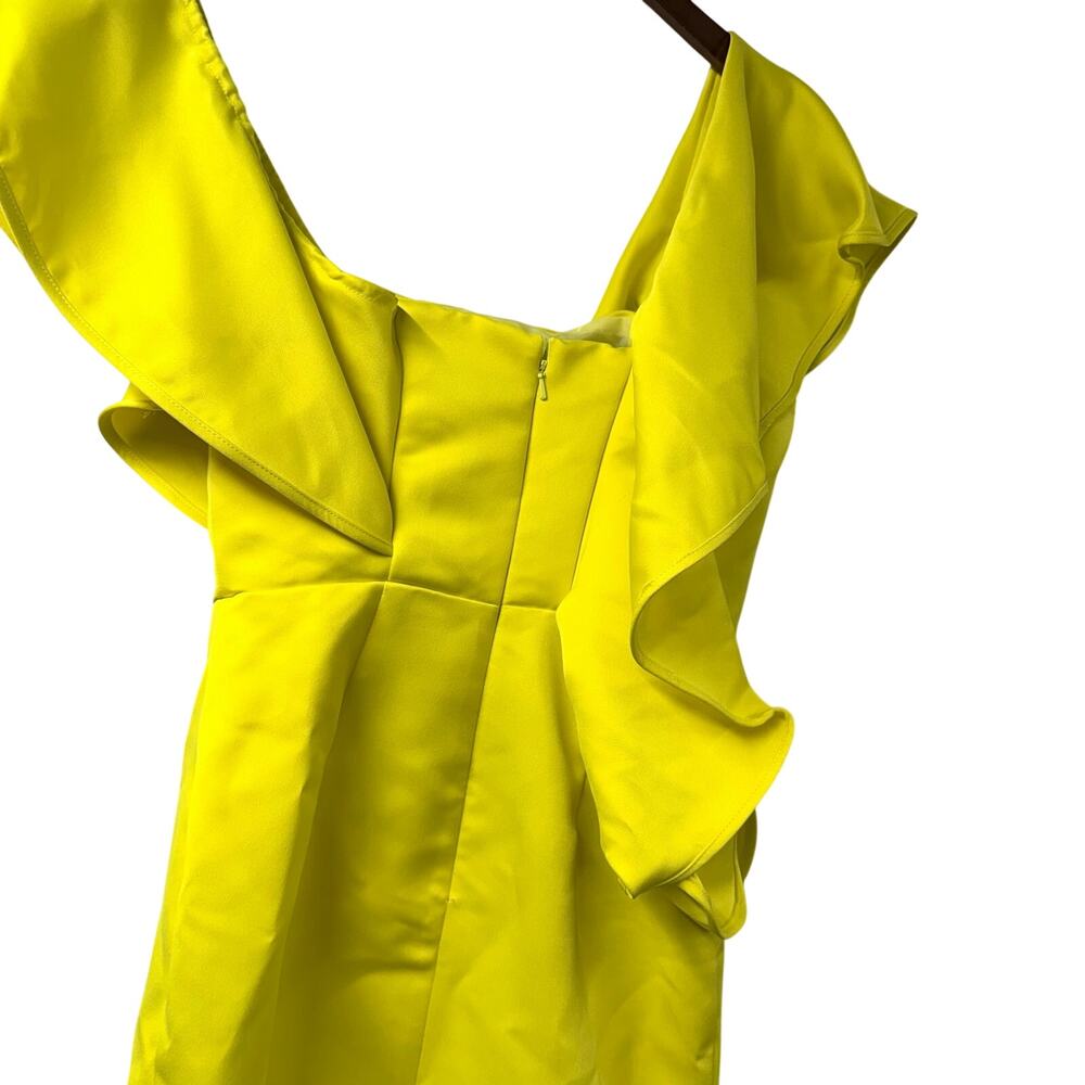 ASOS Neon Mini Dress Ruffle One Shoulder 4 Sheath Party Ruffle Fitted - Picture 9 of 10